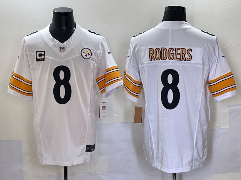 Men 2025 Pittsburgh Steelers #8 Rodgers White Three generations Nike Limited NFL Jersey style 4->youth mlb jersey->Youth Jersey